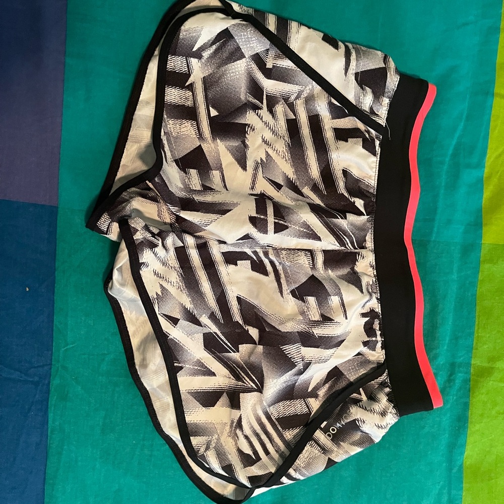 Women's Athletic Shorts - Black and White Pattern
